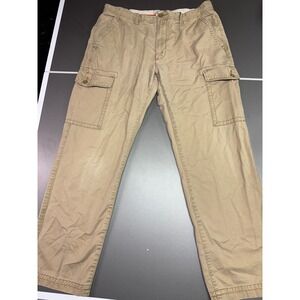 St Johns Bay Mens Khaki Cargo Pants Tan Cotton Straight Leg 38x32 RN93677